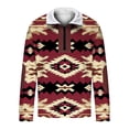 thumbnail image 6 of Womens Half Zip Pullover Geometric Ethnic Print Cozy Fleece Collar Sweatshirt Long Sleeve Pullover Casual Fall Winter Tops, 6 of 8