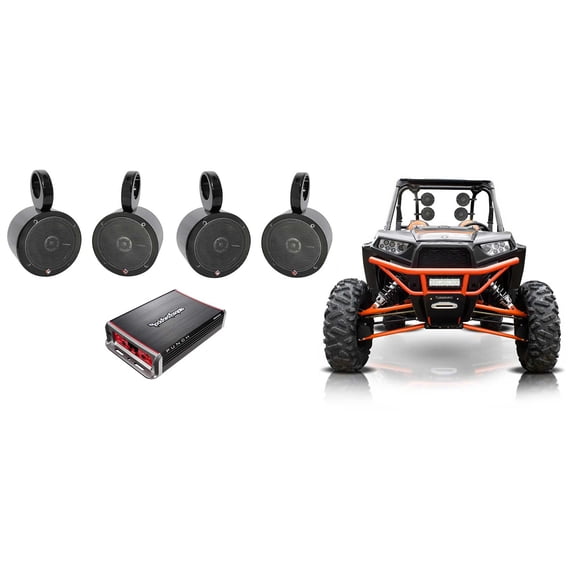 (4) Rockford Fosgate 5.25" Tower Speakers+4-Ch Amp Polaris/JEEP/ATV/UTV/RZR/CART