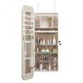 thumbnail image 4 of Door/Wall Mounted Jewelry Cabinet Armoire with Full Length Mirror Lockable Interior Lighted Mirror Irregular Design HD Silver Mirror Jewelry Organizer White MDF, 4 of 10