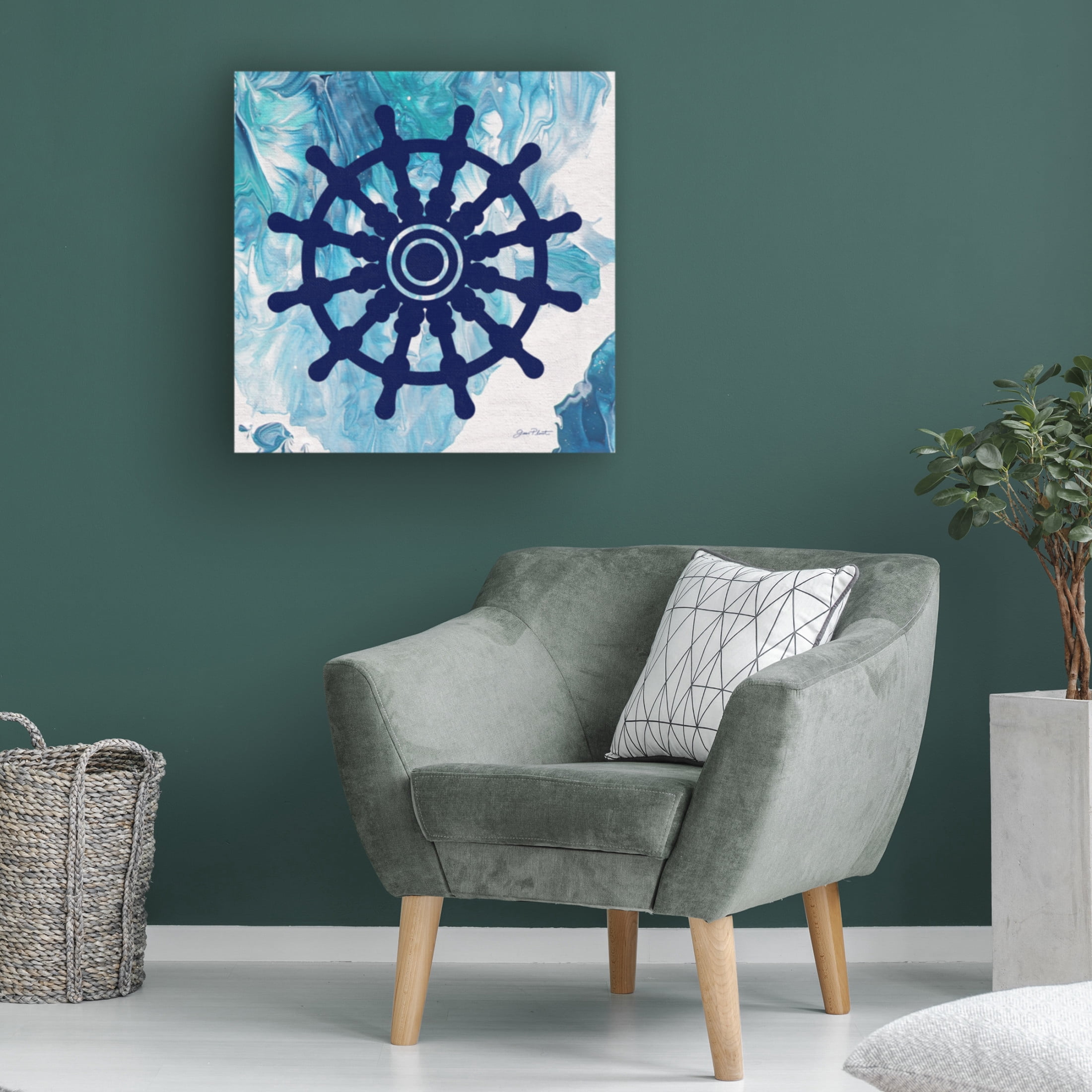 Canvas Wall Art - Jean Plout 'Abstract Ocean D' Wall Art for Living Room, Bedroom, or Office Décor by Trademark Fine Art - 35 x 35 Inches