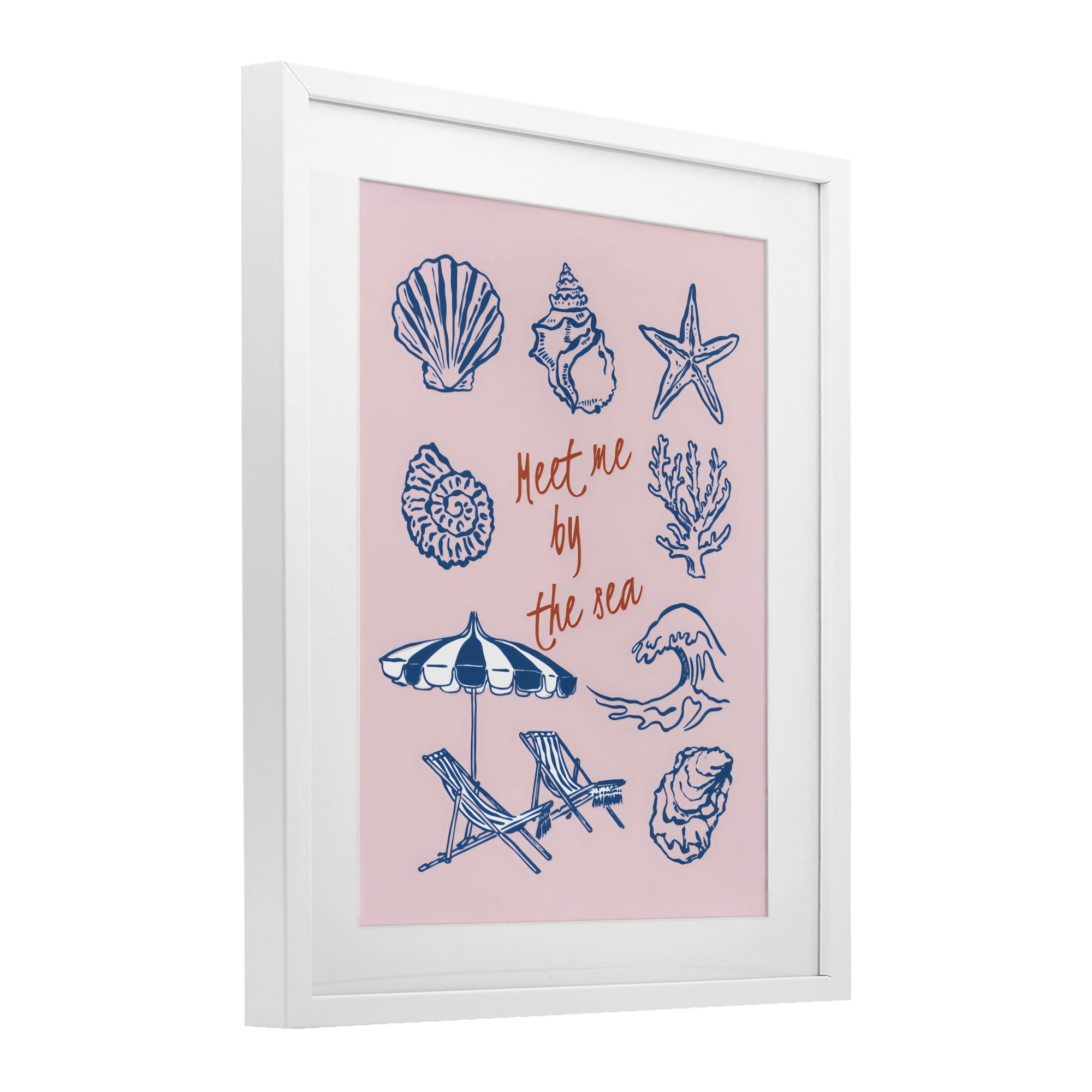 Stupell Industries Meet Me By The Sea White Framed Print Under Glass, design by The Prints Vibe