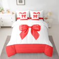thumbnail image 2 of Feelyou Red Princess Bowknot Bedding Comforter Set 7pcs, Kawaii Dreamy Bow-tie King Bedding Sets, Fairy Tale Style Reversible Bed Sheets, Ultra Soft Bedroom Decor, 2 of 8