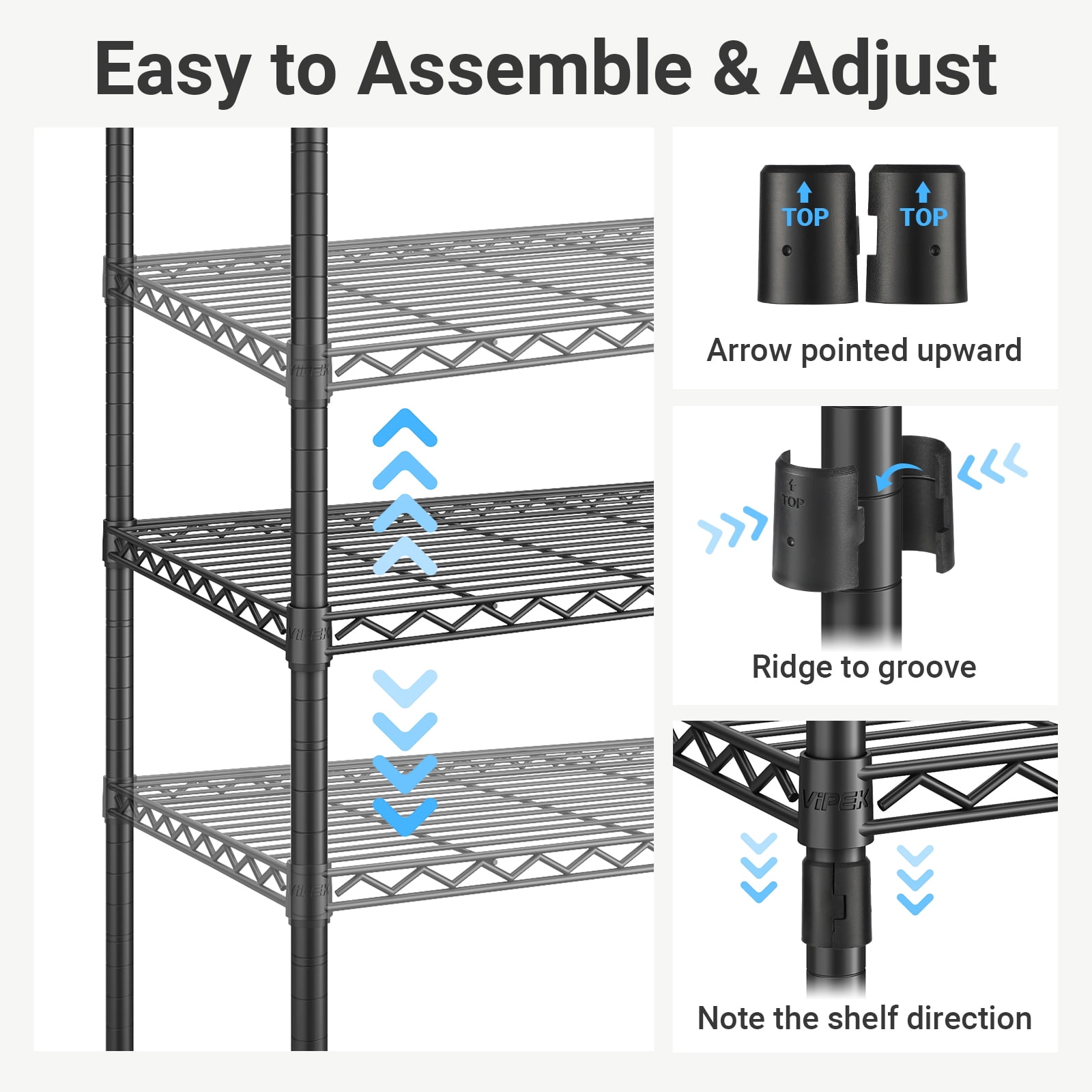 VIPEK S1 Shoe Rack, 8-Tier Metal Durable Shoe Organizer, Heavy Duty Large Capacity Up to 24 Pairs, Adjustable & Detachable Shoe Shelves for Entryway/Bedroom/Closet, Holds Up to 544 lbs, White