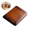 thumbnail image 1 of Men's Blocking Full Grain Leather ID Window Multi-Currency Wallet Bifold I9H4, 1 of 9