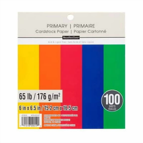 12 Packs: 100 ct. (1,200 total) Primary 6" x 6.5" Cardstock Paper by Recollections