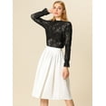 thumbnail image 3 of Blusa Floral Cuello Volantes Encaje Ganchillo Negro T L, 3 of 6