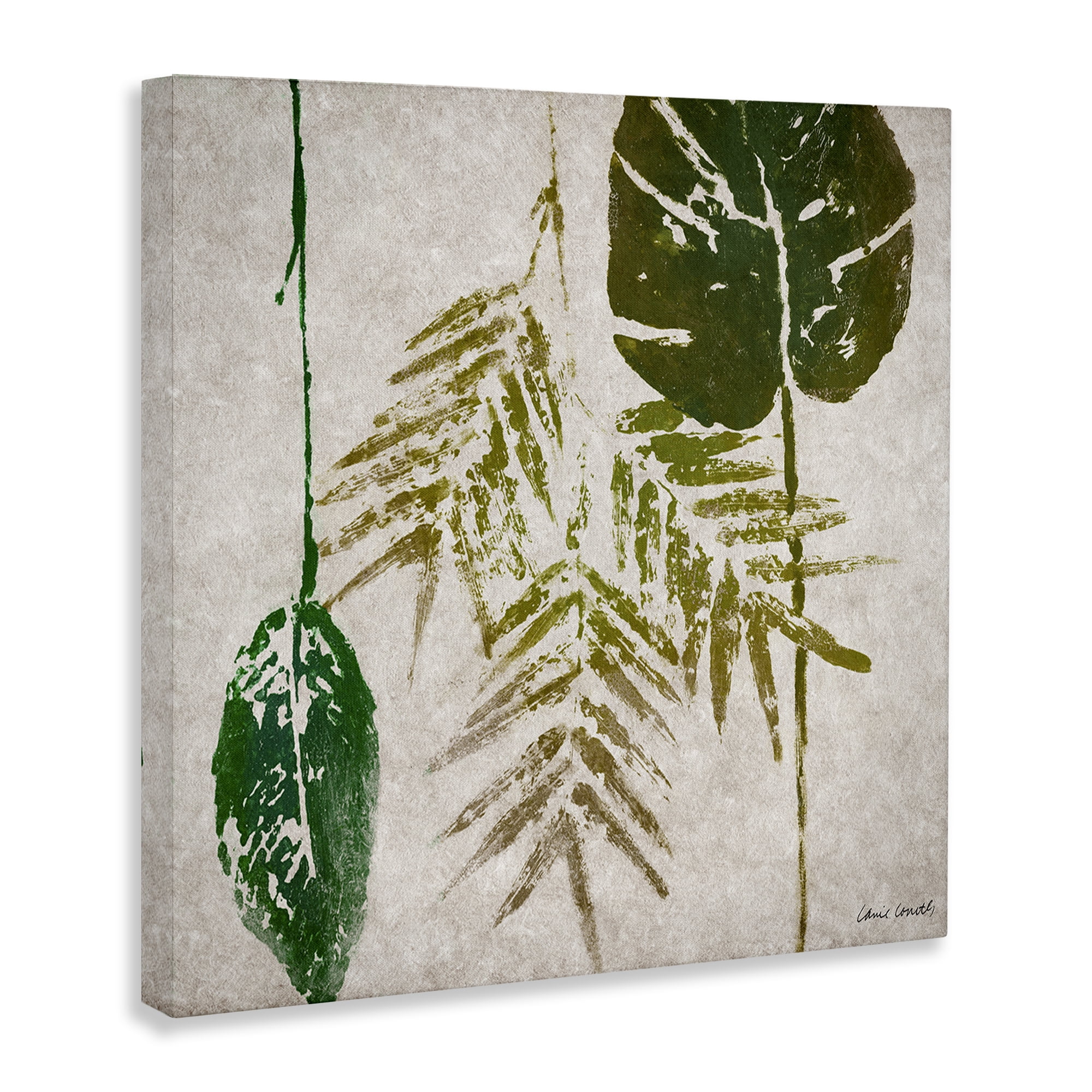 Stupell Industries Botanical Leaf Impressions Botanical & Floral Painting Gallery Wrapped Canvas Art Print Wall Art, 30 x 30