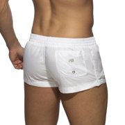 Lycaql Mens Thong Swimsuit Male Spring And Summer Ultra Short Color Matching Shorts Zipper Pocket Slit Trousers Legs Beach Swimming Sports Shorts(White,XXL)
