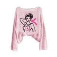 thumbnail image 4 of Ounisa Breast Cancer Crewneck Sweaters for Women Fall Vintage Knit Tops Hippie Cozy Oversized Pullover Pink Ribbon Sweatshirt Cancer Fight Awareness Shirt Casual Long Sleeve Tops, 4 of 4