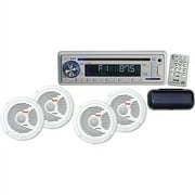 Pyle Marine CD/USB/MP3 Receiver Combo 4-Speaker/Stereo Cover, White