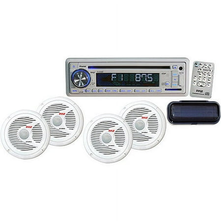 Pyle Marine CD/USB/MP3 Receiver Combo 4-Speaker/Stereo Cover, White