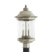 82081-965-Sea Gull Lighting-Hermitage - Three Light Outdoor Post Lantern Antique Brushed Nickel