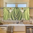 thumbnail image 2 of Yayeee Kitchen Curtains Tier Set of 2 Light Filtering 57"x36" Over Sink Window Panels, Light Green Martini, 2 of 7