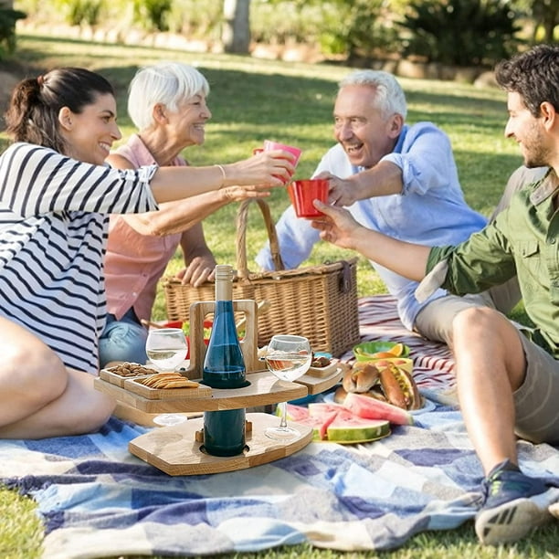 Portable Folding Wooden effect Camping Table Picnic BBQ Egg Roll