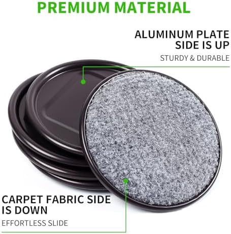 4" Round Carpet Bottom Furniture Caster Cups, Reusable Furniture Sliders for Hardwood Floors, Felt Furniture Pads Coasters to Protect Tile or Laminate Floors from Scratches, Brown/Gray (12 Pack)