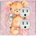 thumbnail image 1 of Metal Light Switch Wall Plate Outlet Cover (Teddy Bear Love Heart Flower Bouquet Balloon Present Pink - Single Toggle Single Duplex), 1 of 2