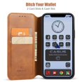 thumbnail image 2 of Casus Classic Wallet Case Leather Logo View Card Holder Cover for Apple iPhone 11 Pro Max - Brown, 2 of 8