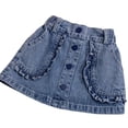 thumbnail image 6 of Floleo Girls' Ruffle Trim Denim Mini Skirt High-Waisted Button-Front A-Line Skirt for Kids Casual School Everyday and Summer Wear(Blue,3 Years), 6 of 9