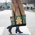 thumbnail image 4 of FORMRS Canvas Laptop Tote Bag for Women with 15.6" Computer Compartments Shoulder Handbag, Brown Christmas Gingerbread, 4 of 7