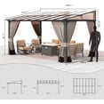 thumbnail image 5 of Gotland 10FTx14FT Outdoor Wall-Mounted Hardtop Pergola, Metal Frame Gazebo with Sloping Sun Panel Roof and Double Curtains for Patio, Garden, Lawn, Khaki, 5 of 8