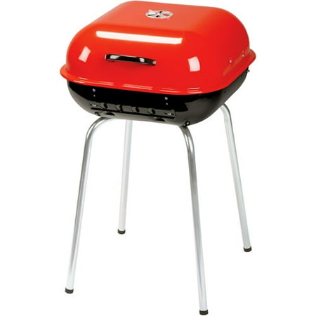 Meco Sizzler 350 sq. inch Square Charcoal Grill, Red and Black