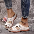 thumbnail image 2 of Leather Flower Embroidered Vintage Casual Soft Footbed Orthopedic Arch-support Sandals, 2 of 4