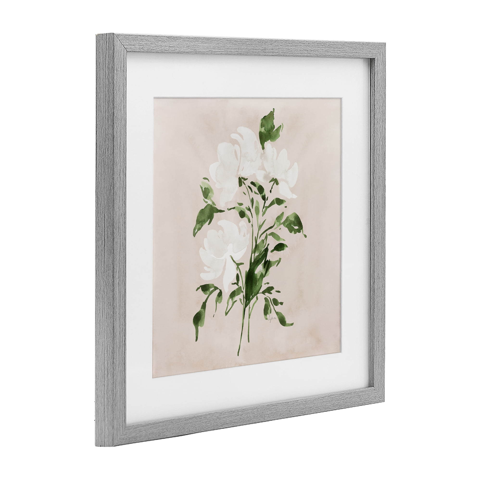 Stupell Industries White On Tan Blossom Gray Framed Print Under Glass, design by Lucille Price