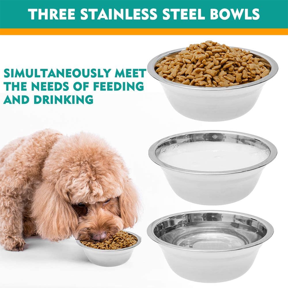 Pupteck Adjustable Dog Feeder with 2 Bowls - Raised Stainless Steel  Elevated Pet Feeder for Medium Large Dogs