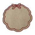 thumbnail image 2 of Linnome Flower Shaped Embroidered Linen Placemats, Bow Decor Heat Resistant Table Mats, Washable Stitched Insulation Plate Mats for Dining Table, Coffee Table Decor, 2 of 6