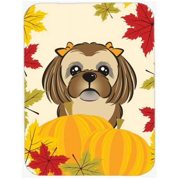 Chocolate Brown Shih Tzu Thanksgiving Mouse Pad, Hot Pad or Trivet