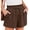 Brown, variant on Asklazy Women’s Linen Shorts with Elastic Waist and Drawstring, Casual Summer Beach Shorts with Pockets,Mother's Day ,Black，(S-2XL)