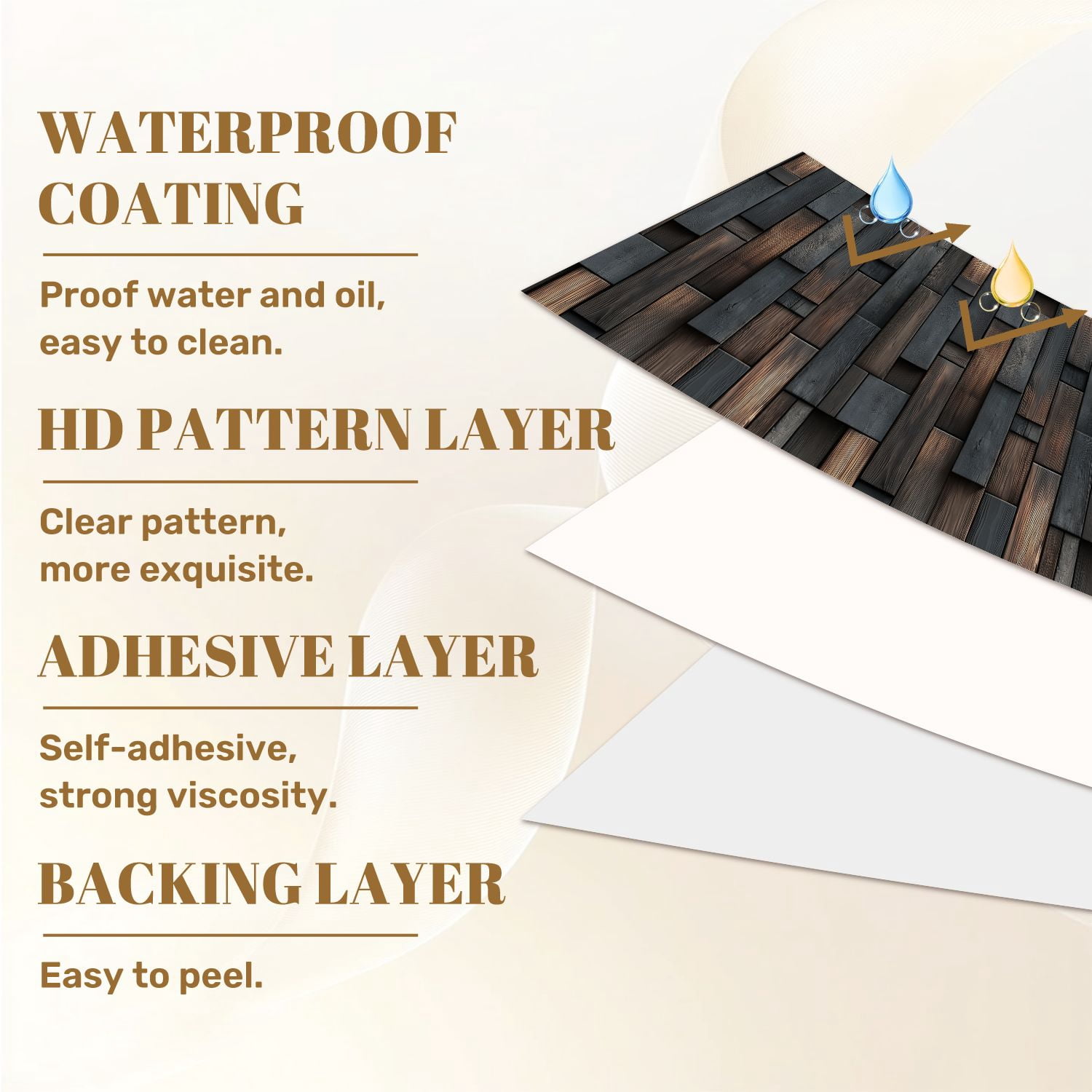 Peel and Stick Wallpaper Dark Charcoal Wood Paneling Natural Grain Patterns Wall Mural 17.7in x 9.8ft Self Adhesive Removable Wall Paper Renter Friendly Wallpaper for Nursery Bedroom Cabinets