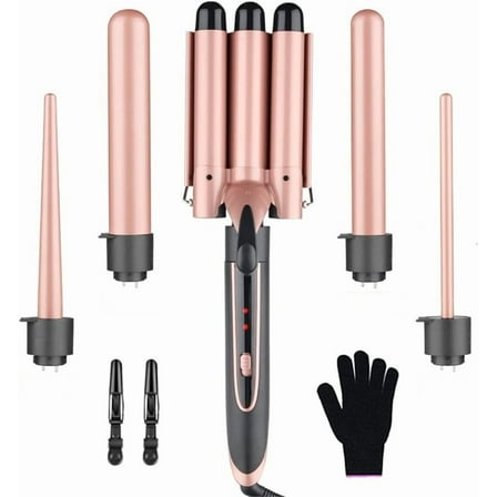 RKXQT Professional Hair Curler Hair Curling Iron Ceramic Styling Tool Electric 5 in 1 Hair Waver Pear Flower ConeRoller Curling Wand