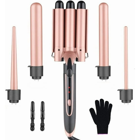 RKXQT Professional Hair Curler Hair Curling Iron Ceramic Styling Tool Electric 5 in 1 Hair Waver Pear Flower ConeRoller Curling Wand