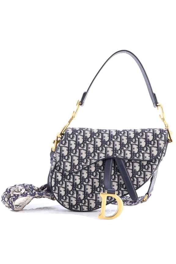Pre-Owned Saddle Handbag with Strap Oblique Canvas Medium By Rebag
