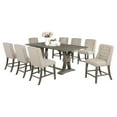 thumbnail image 1 of Rustic Counter-height Gray Wood 9pc Dining Set with Beige Linen Chairs, 1 of 11
