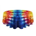 thumbnail image 5 of Colorful Tie Dye Symmetric Pattern Round Tablecloth 60"x60",Wrinkle Wipeable Table Cloth for Kitchen Dining Room Picnic Patio Party, 5 of 6