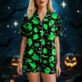 thumbnail image 5 of enyan Women Halloween Pjs Pajama Sets Short Sleeve Pajamas for Women Sets Soft Lounge Sets Casual Sleepwear Green,M, 5 of 7