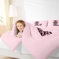 thumbnail image 3 of Erosebridal Black Pink Leopard Print Bow Knot Girl Twin Comforter Sets 3-Piece,Personalized Initial L Bedding Set For Teens,Pink Reversible, 3 of 6