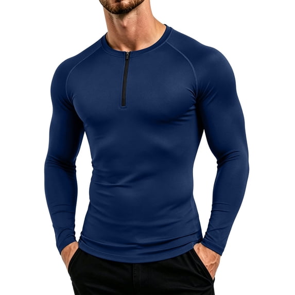 Admvng Men's Shirt Long Sleeve Casual Sports Gym Workout Fitness Tops