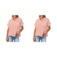 thumbnail image 2 of Minnieouse Blusa de manga corta para mujer, camisa de Color sólido, viaje, playa, vacaciones, compras, ropa femenina, Top de verano para novia Type3 NO3, 2 of 6