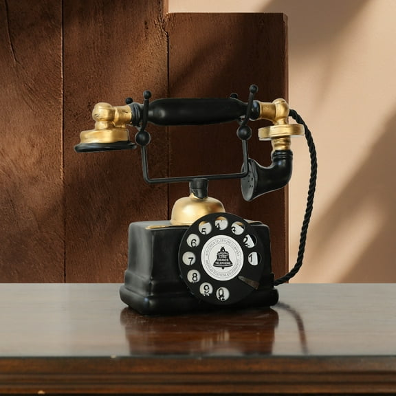 Large Creative Retro Decorative Phone Model, Vintage Rotary Telephone Wall Decor Statue, Artist Figurine for Cafe Bar Window Desk (7.48x6.3x3.94)