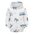 thumbnail image 4 of OYXSER Kids Girls Bow Print Hooded Sweatshirt Long Sleeve Pullover Top with Front Pocket Sweet Casual Style, Blue 3-4Y, 4 of 5