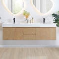 thumbnail image 3 of Siena Wall-mounted Double Wood Vanity in Light Brown without Mirror, 3 of 12