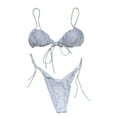 thumbnail image 3 of Swimsuits for Women,Women's Bikini Set Swimsuit Two Piece Filled Soild Swimwear Beachwear White S(S), 3 of 4
