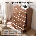 thumbnail image 5 of Vintagearth 5 Drawers Dresser for Bedroom, Curved 45.6" Tall FSC-certified Wood 1.18" Thick Board Dressers & Chests of Drawers for  Living Room, Hallway, Entryway, Dark Burl, 5 of 7