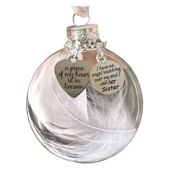HOARBOEG Christmas Decorations Christmas Ornaments Angel Feathers Ball - A Piece Of My Heart Is In Heavens Memorial Gifts for Family