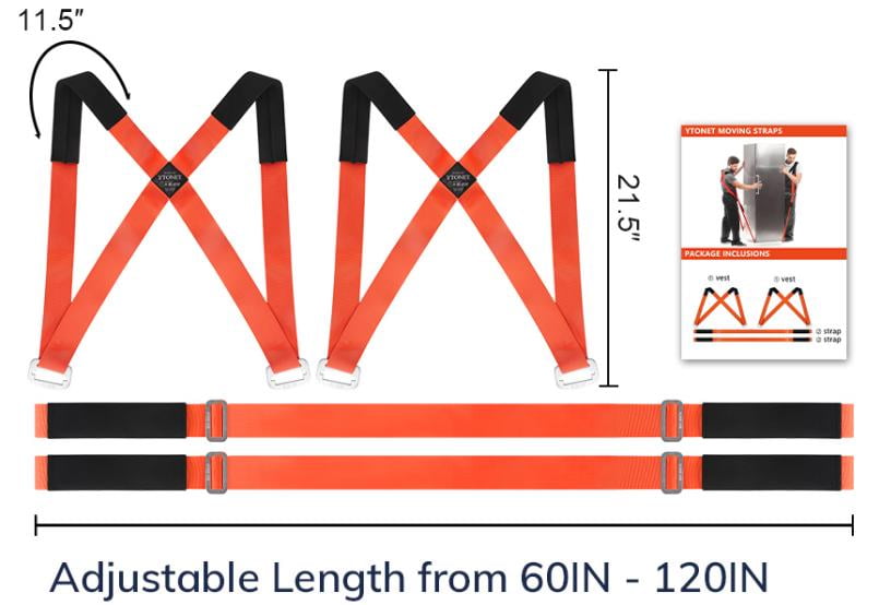 Ytonet Lifting Moving Straps, 2-Person Adjustable Shoulder Moving Straps Supports up to 800 Pounds for Carrying Heavy Objects