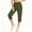 Army Green, variant on Women's Cargo Capris Hiking Pants Lightweight Quick Dry Outdoor Waterproof Athletic Travel Casual Drawstring Elastic Waist Loose Comfy Cute Cropped Pants with Multi Pockets