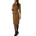 thumbnail image 4 of INSPIRE CHIC Women's Vintage Pencil Dress 3/4 Sleeves Midi Bodycon Peplum Sheath Dresses XS Brown, 4 of 6
